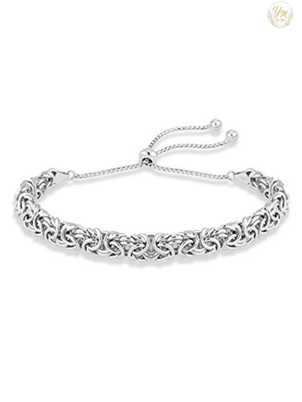 Italian 925 Sterling Silver 18K Gold Plated Byzantine Bolo Bracelet Adjustable
